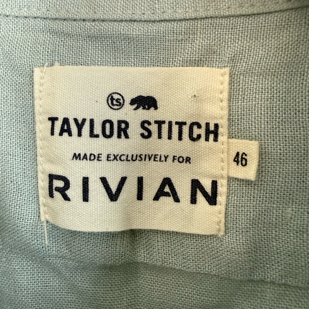 Taylor Stitch X Rivian NWT seafoam green short sleeve button down linen shirt 46 - Picture 4 of 8